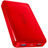 SBS hurtigtopladende powerbank. 10,000 mAh. Rød