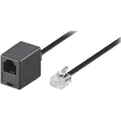 Goobay 3m RJ-11 kaapeli, 3 m, RJ-11 M, RJ-11 FM, Musta, urosliitin, naarasliitin