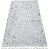 Rugsx Alfombra SEVILLA Z791C mosaico gris / blanco Franjas Bereber Marroquí Shaggy 240x330 cm