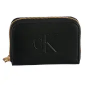 Calvin Klein Kukkaro 'Textured Logo Zip-around' musta