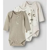 Name it Animal Print 3-pack Baby Bodys Jet Stream Jet Stream 74 cm Beige 74 cm Pojat, Tytöt