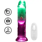 RealCock - LED Vibrating Straight Cock - Transparent - 15cm