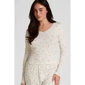 Hunkemoller Pyjamapaita 'Daisy' sininen / pastellinsininen / oliivi / villanvalkoinen