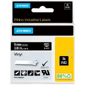 Dymo Rhino Industrial -tarranauha, 9 mm x 5,5 m, valkoinen mustalla pohjalla