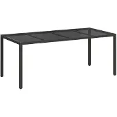 vidaXL Puutarha Ruokapöytä Musta 190x90x75 cm Polyrottinki