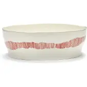 Serax Ottolenghi Feast salaattikulho Ø27,5 cm White stripes-red