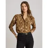 Ralph Lauren Relaxed Fit Python-Print Georgette Shirt - Brown - M