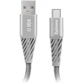 SBS TECABLEUNRETCK, 1,5 m, USB A, USB C, Sølv