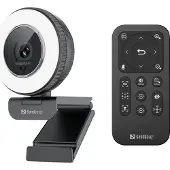 Sandberg Streamer USB Webcam Pro Elite Quad HD 1440p, 60fps, automaattitarkennus -webkamera + rengasvalo ja kaukosäädin, musta