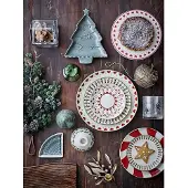 Bloomingville Yule lautanen Ø23 cm Luonnollinen-punainen