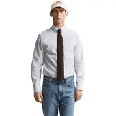 Gant for man. 3262030 Regular Fit Light Blue Striped Poplin Shirt (L), Casual, Cotton, Classic, Long sleeve
