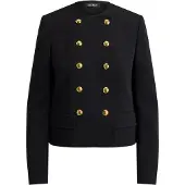 Ralph Lauren Double-Breasted Sablé Crepe Jacket - Black - 34