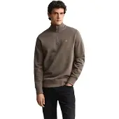 Gant for man. 2008005 Brown Shield Half-Zip Sweatshirt (S), Casual, Cotton, Taupe