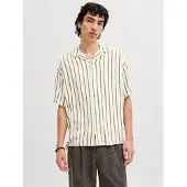 Jack & Jones Jjejeff Resort Stripe Shirt S/S Sn - Cream - L