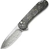 CIVIVI Elementum II Button Lock C18062P-10 Damascus, Carbon Fiber Golden Shred, pocket knife