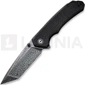 CIVIVI Brazen C2023DS-1 Damascus Droppoint, Black Coarse Micarta pocket knife