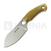 GiantMouse GMF1-XL Brass Milled, Satin Elmax, Burgundy Leather Sheath, fixed knife