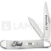 Case Cutlery Religious Sayings Embellished Smooth Natural Bone Peanut Trust linkkuveitsi