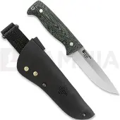 Peltonen Knives M07 Full Tang, vihreä micarta, musta nahkatuppi