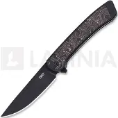 CRKT Q Compact 7077CF Black DLC CPM S35VN, Black DLC Aluminum, Carbon Fiber Inlay pocket knife, Richard Rogers design