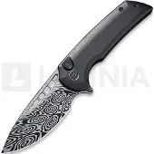 We Knife Mini Malice Heimskringla Damasteel kääntöveitsi, musta