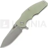 Hinderer Jurassic Magnacut Slicer Flat Grind kääntöveitsi, Stonewash, Translucent Green
