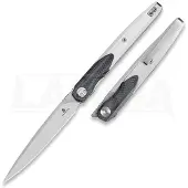 Bestechman Lanza - Satin + Stonewash - G10 kääntöveitsi, musta, valkoinen