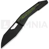 We Knife Inceptus WE25017-3, Blackwashed M390, Black Titanium, Green Carbon Fiber Inlay pocket knife, Robert Saniscalchi design
