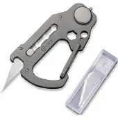 CIVIVI Polymorph Titanium Carabiner Keychain Multi-Tool, harmaa