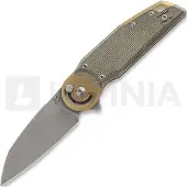 Fox knives Metamorphosis FX-556-B4 M390 Stonewash Wharncliffe, Green Micarta, Brass bolster pocket knife