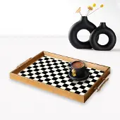 ABERTO DESIGN -tarjotin TPEA9766, musta/valkoinen, 50x29x3,5 cm