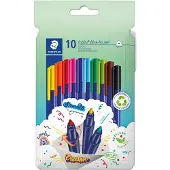 Staedtler 323 C10, 10 väriä, Valikoidut värit, 1 mm, Kolmio, Muovi, Vesipohjainen muste