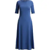 Ralph Lauren Rib-Knit Stretch Cotton Midi Dress - Blue - S
