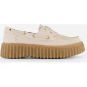Clarks for woman. 26186302 Torhill Boat leather loafers beige (38), 1 to 3 cm, Laces, Casual