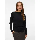 Vero Moda Vmmille Ls Boatneck Short Top Jrs Noos - Black - XS