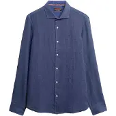 Superdry for man. M4011054A Navy Vacation Shirt (L), Casual, Linen, Long sleeve