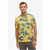 Superdry for man. M4010947A Hawaiian print shirt yellow (XXL), Casual, Modal, Short sleeve