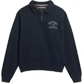 Superdry for woman. W2012686A Sweatshirt Athletic Collared navy (XL), Casual, Cotton, Long sleeve