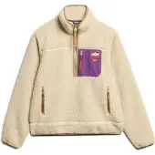 Superdry for woman. W2012343A Vintage Retro beige half-zip fleece (M), Casual, Polyester