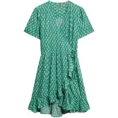 Superdry for woman. W8011877A Green Wrap Dress (XS), Casual, Polyester, Short sleeve