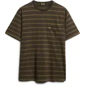 Superdry for man. M1012043A Textured striped t-shirt with brown pocket (L), Casual, Cotton, Short sleeve