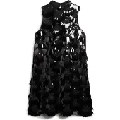 Superdry for woman. W8011771A Flared dress with sequins and black fringes (S), Party, Polyester, Sleeveless / Straps