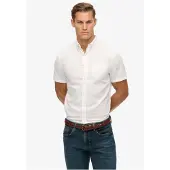 Superdry for man. M4011093A City Cotton Linen white shirt (XL), Casual, Short sleeve