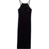 Superdry for woman. W8011985A Lace Back Velvet Midi Dress (L), Casual, Party, Purple, Polyester, Sleeveless / Straps