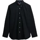 Superdry for man. M4010993A Essentials Black Slim Fitted Lightweight Shirt (XXL), Casual, Cotton, Long sleeve