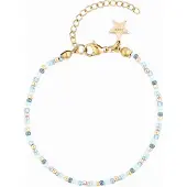 Dark Glass Bead Bracelet Light Blue Mix 2mm
