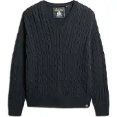 Superdry for woman. W6110588A Pullover Oversize Cable navy (L/XL), Casual, Cotton