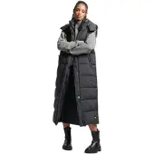 Superdry for woman. W5011444A Ripstop hooded waistcoat long black (XS), Casual, Polyester