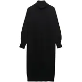 Superdry for woman. W8012129A Black roll-neck dress (L), Casual, Wool, Long sleeve