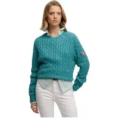 Superdry for woman. W6110610A Turquoise Slouchy Cable-Knit Jumper (S), Casual, Fabric